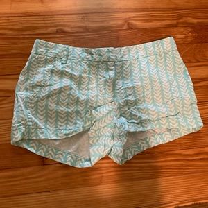 J. Crew aqua and white chino shorts